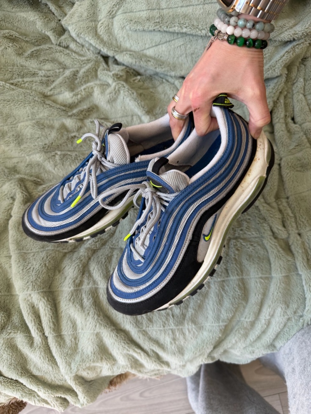 Nike Air Max 97 Blue Silver with Neon Accents
